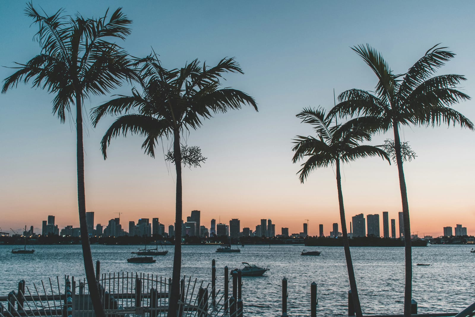 Sunny coastal Miami skyline